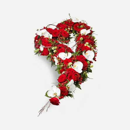 Blomsterhjerte i klassisk stil - rød og hvid